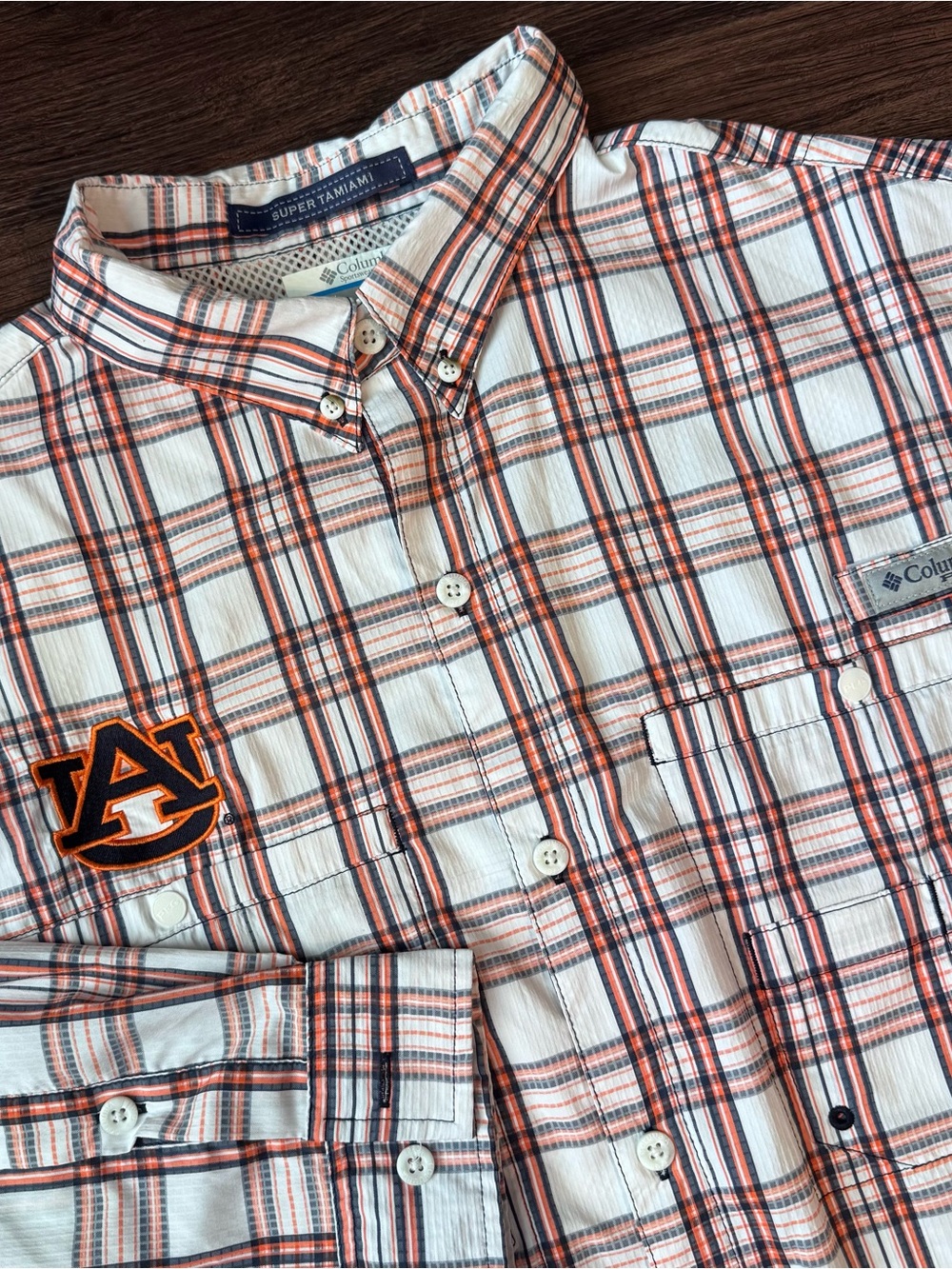 Columbia Men’s Shirt PFG Omni Shade Tamiami XL Auburn University Plaid Button